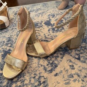 Allegra K Women's Shimmering Gold Heels